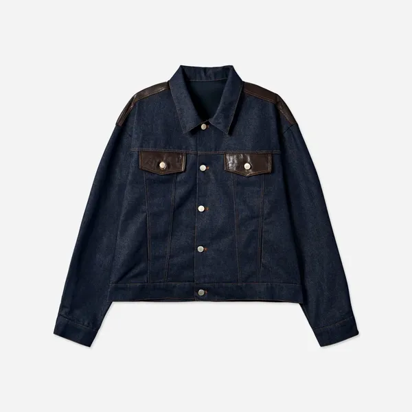 Jaket Denim Lelaki Bergaya, Reka Bentuk Klasik, Fit Selesa