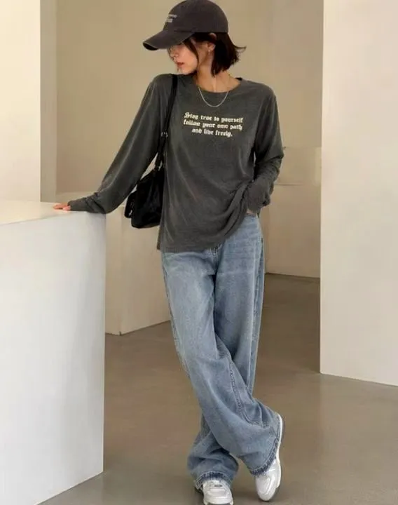 Loose Fit Casual Long Sleeve T-Shirt - Simple and Stylish
