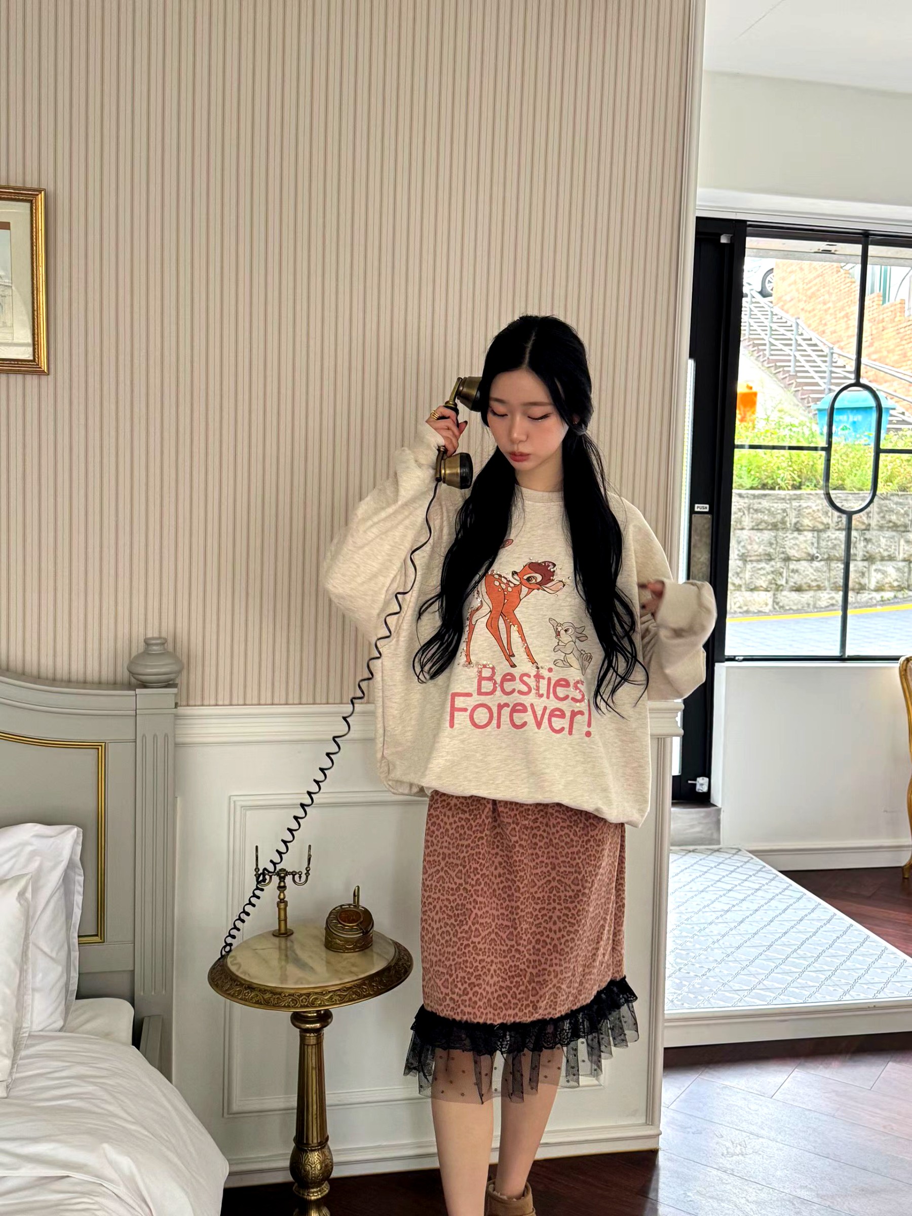 귀여운 프린트 여성 탑, 편안한 캐주얼 스타일
