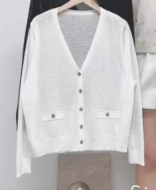Fresh White Knitted Cardigan, Comfortable and Breathable, Fashionable and Versatile