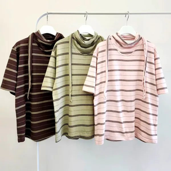 เสื้อยืดผู้หญิงลายทางแฟชั่น - สบายและระบายอากาศได้ เหมาะสำหรับฤดูใบไม้ผลิและฤดูร้อน