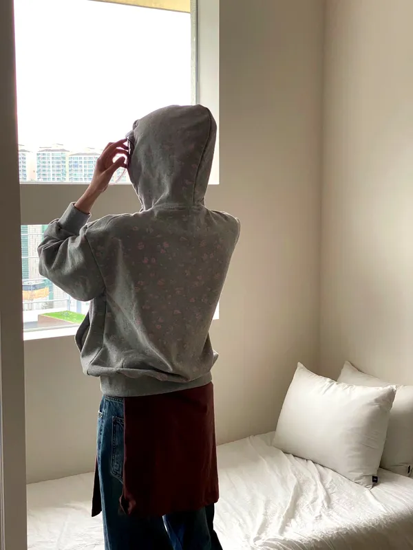 Trendy Floral Print Hooded Sweatshirt