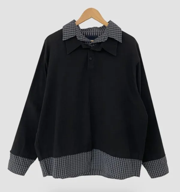 Stylish Patchwork Design Long Sleeve Shirt