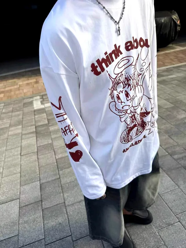 Personalized Printed Long Sleeve T-Shirt, Comfortable Casual Style