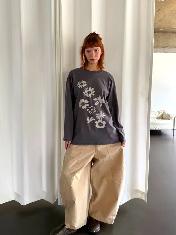 Stylish Printed Long Sleeve Top, Comfortable Casual Style