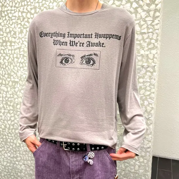 เสื้อยืดแขนยาวผู้ชายลายพิมพ์เฉพาะตัว สไตล์สบายๆ