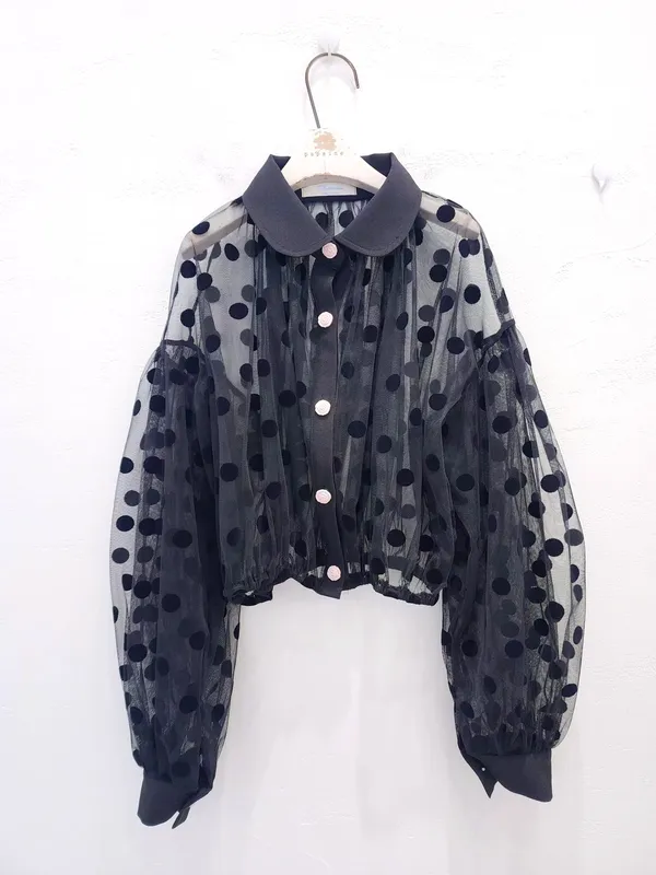 Fashionable Polka Dot Sheer Women's Top - Elegant and Stylish