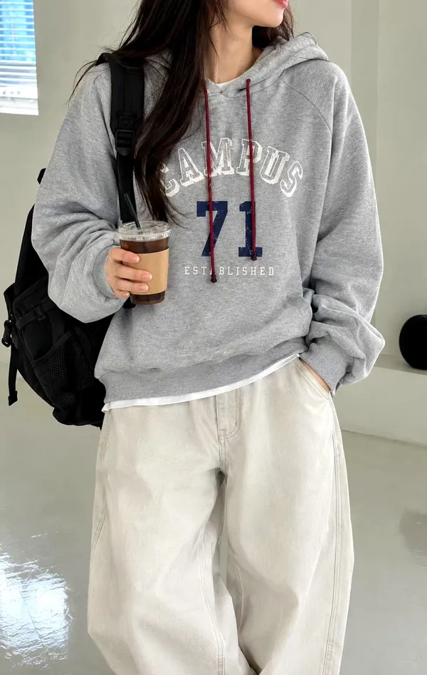 Campus Style Printed Hoodie