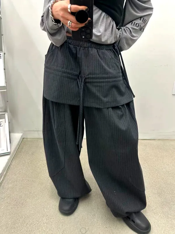 Fashionable Loose Striped Skirt Pants for Effortless Trendy Looks