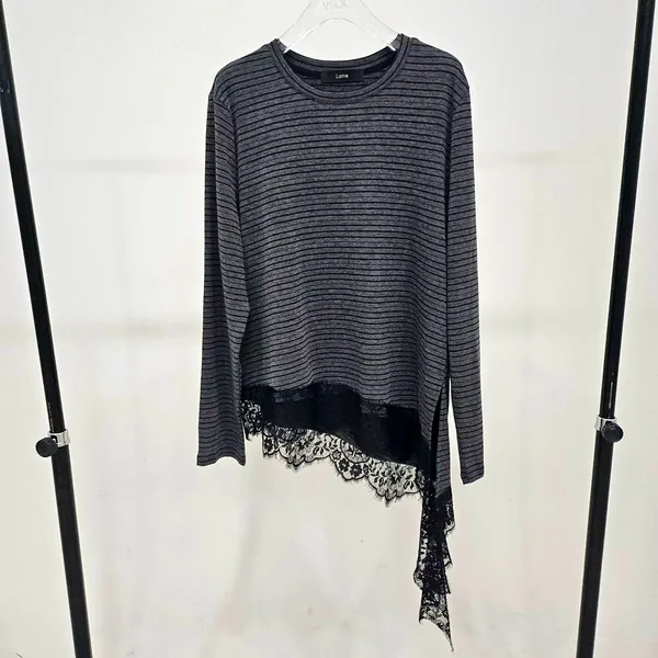 Fashion Striped Lace Trim Top - Elegance Meets Comfort
