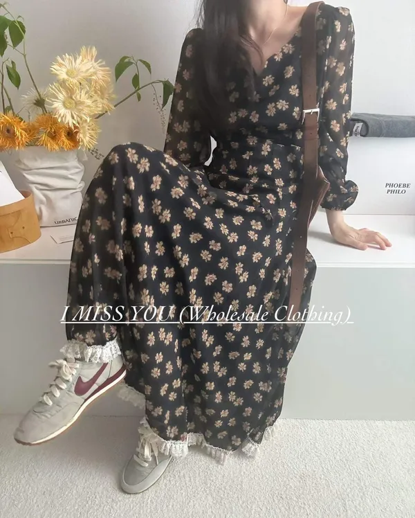 Elegant Floral Dress, Showcasing Feminine Charm