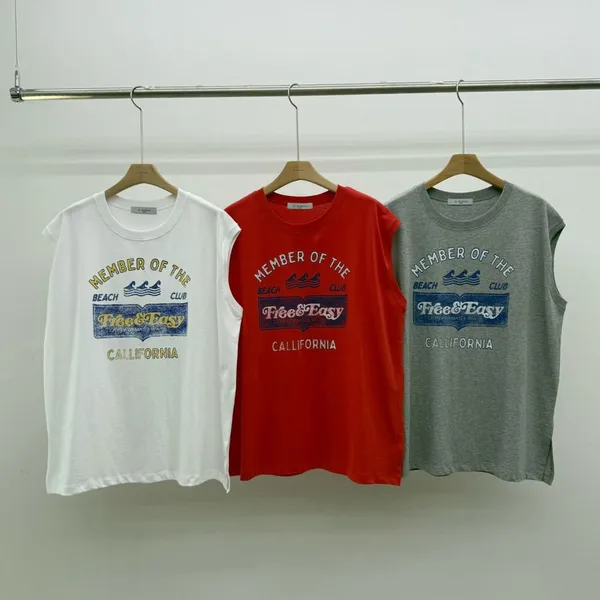 Casual Sleeveless T-Shirt with Letter Print