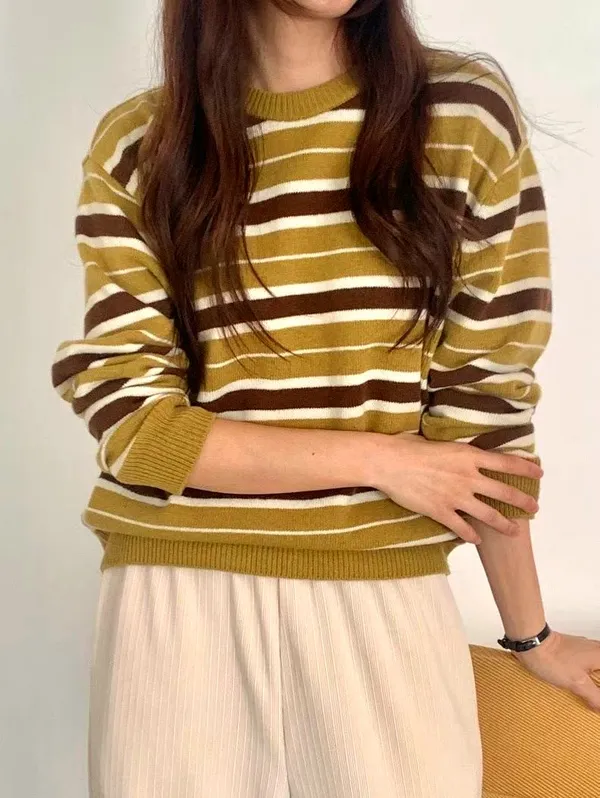 Striped Sweater, Warm and Comfortable, Fashionable and Versatile