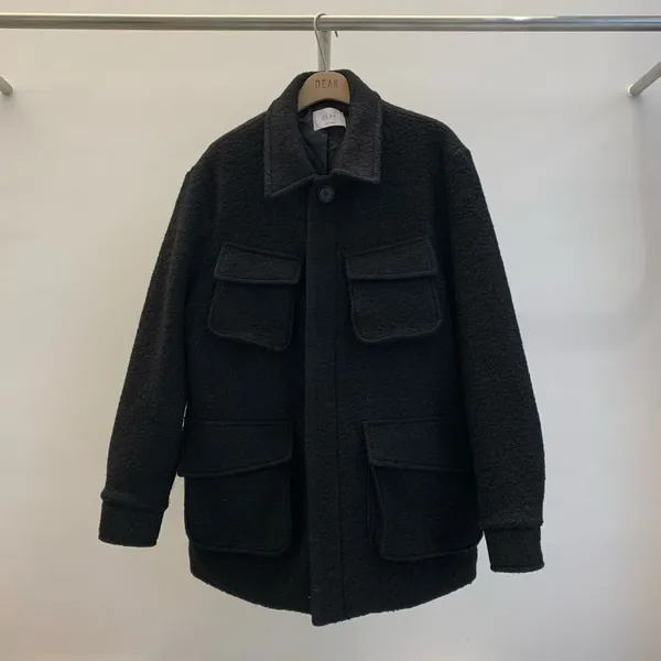 Stylish Black Plush Coat - Comfortable and Warm, Perfect for Autumn and Winter