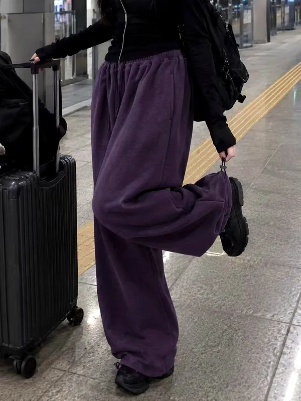 Loose Fit Purple Women's Pants - Comfort Meets Style