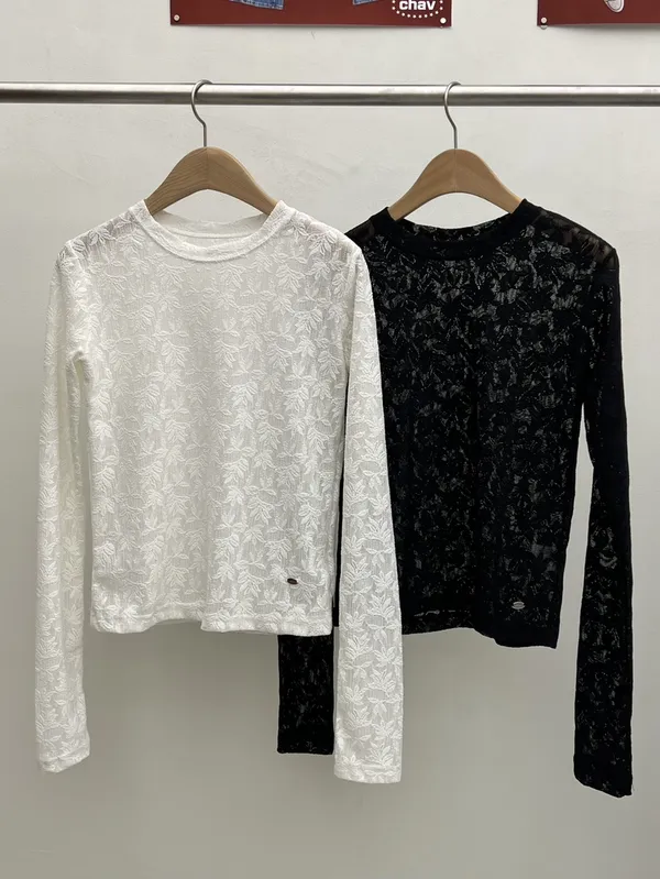 Sheer Pattern Long Sleeve T-Shirt, Fashionable and Versatile
