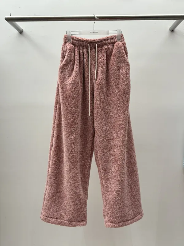 Warm and Cozy Pink Plush Women's Long Pants