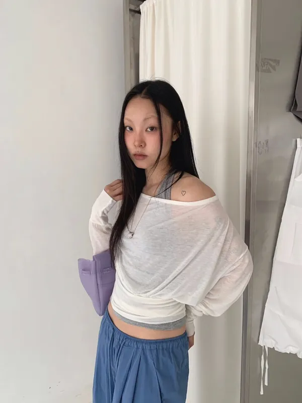 Stylish Loose White Long Sleeve Top