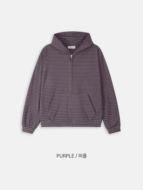 Purple Striped Men's Hooded Jacket