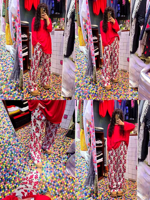 Floral print loose women's pants, comfortable and fashionable.