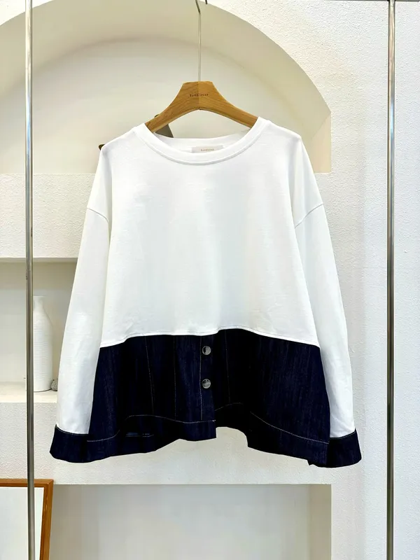 เสื้อยืดผู้หญิงดีไซน์ตัดต่อแฟชั่น สวมใส่สบายและเข้ากันได้กับทุกชุด