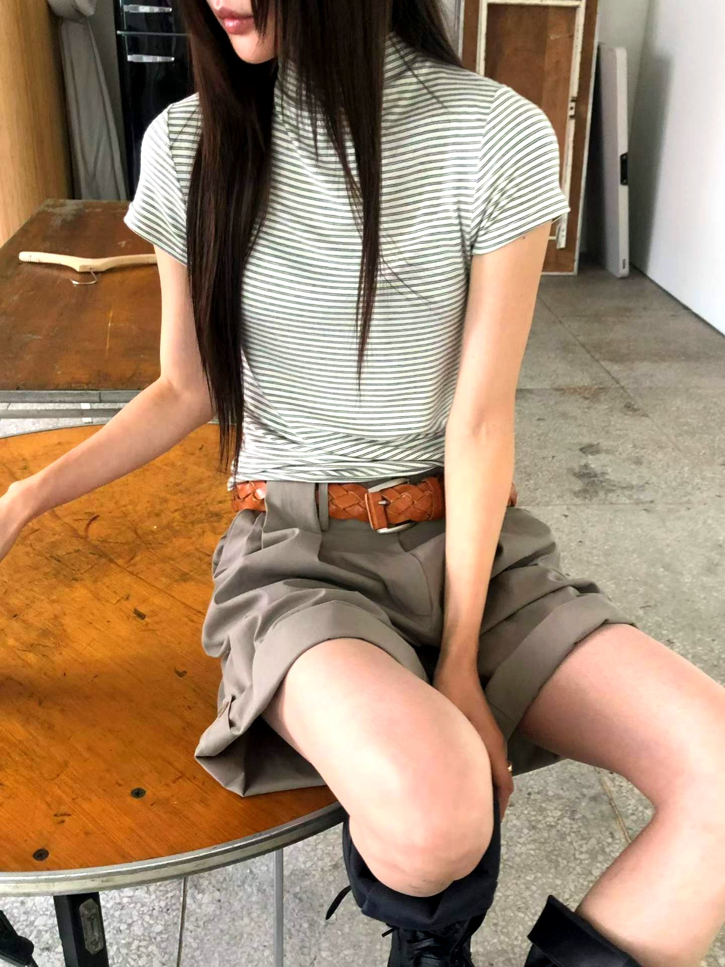 미니멀리스트 스트라이프 여성 탑, 편안하고 통기성이 좋음