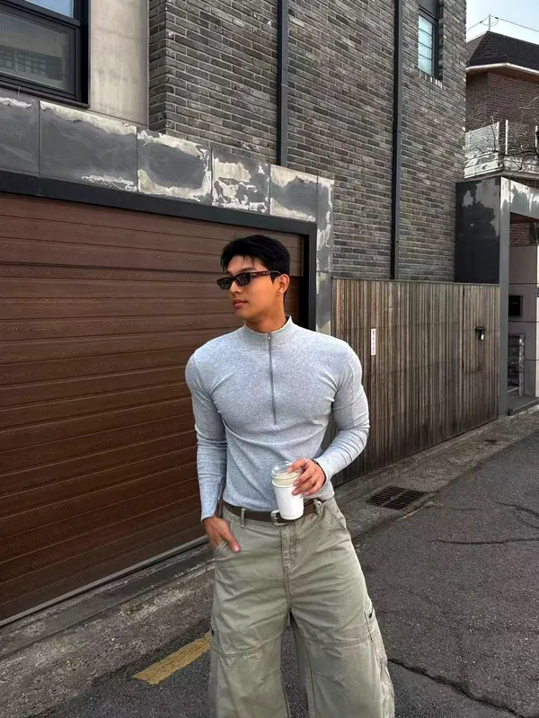 時尚男士長袖上衣，舒適透氣，完美搭配