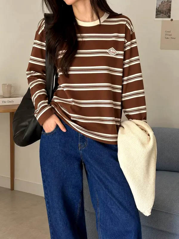 Stylish Striped Long Sleeve T-Shirt for a Comfortable Casual Look