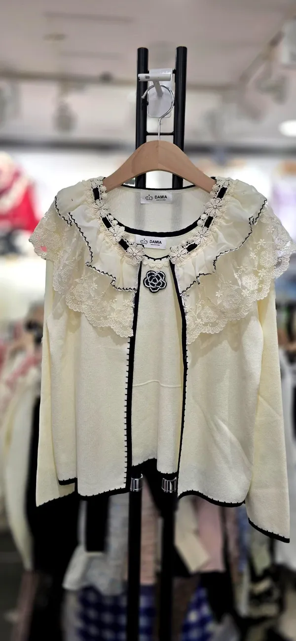 Elegant Lace Trim Women's Outfit, Fashionable and Versatile