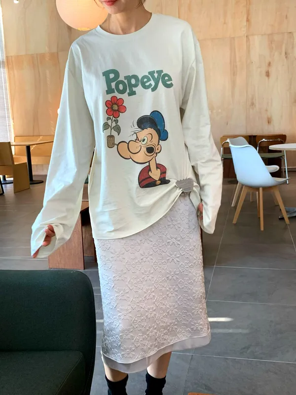 Cute Cartoon Printed Long Sleeve T-Shirt for a Comfortable Casual Look