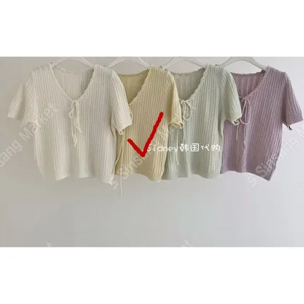 Fresh and Comfortable Knitted Short Sleeve Top for Spring and Summer