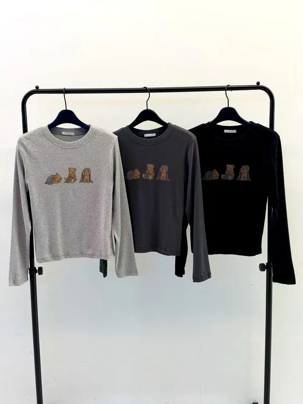 Cute Animal Pattern Long Sleeve T-Shirt, Comfortable and Versatile
