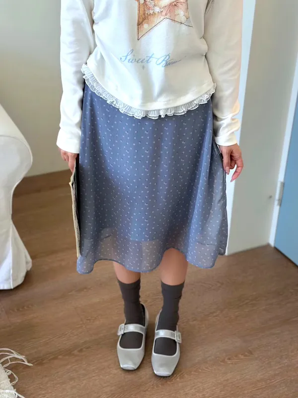 Elegant Polka Dot Midi Skirt, Lightweight and Breathable, Perfect for Spring and Summer