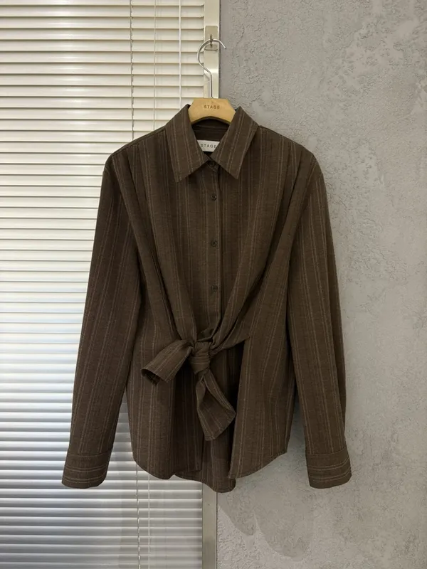 Stylish Striped Tie Shirt, Elegant Charm