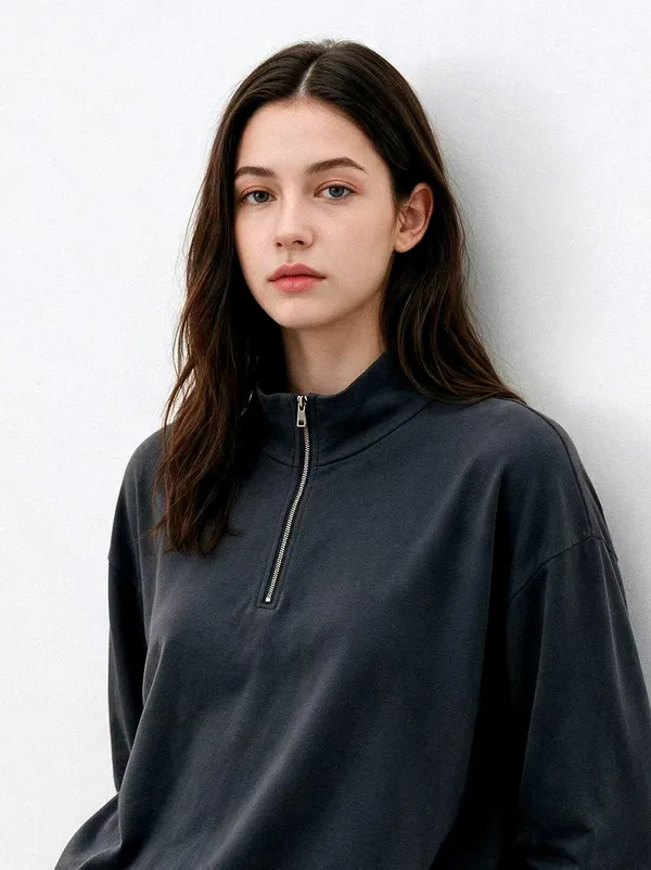 Fashionable Casual Women's Top with Zipper Design, Comfortable and Versatile