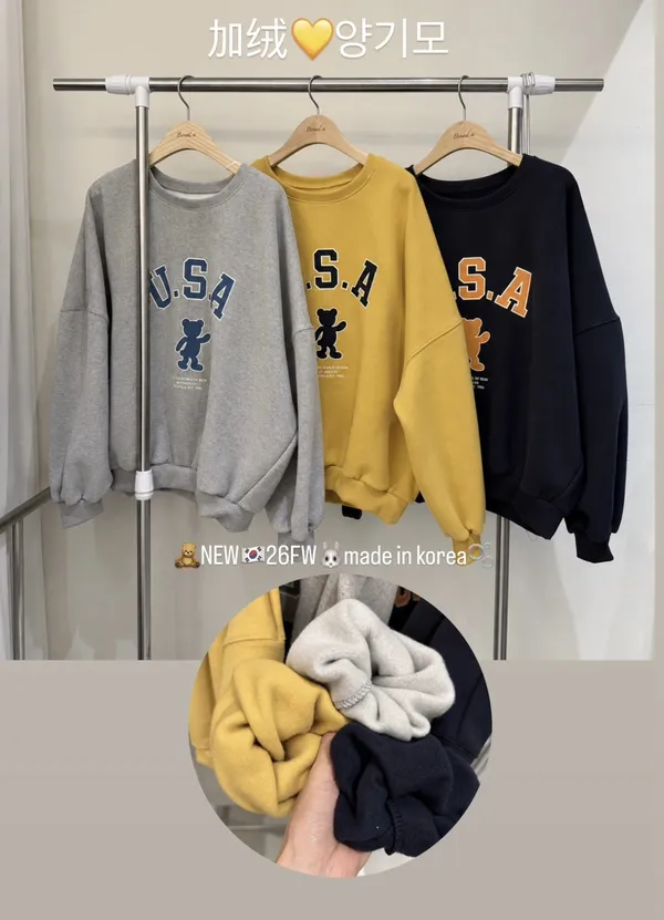Fleece-Lined U.S.A. Bear Graphic Sweatshirt