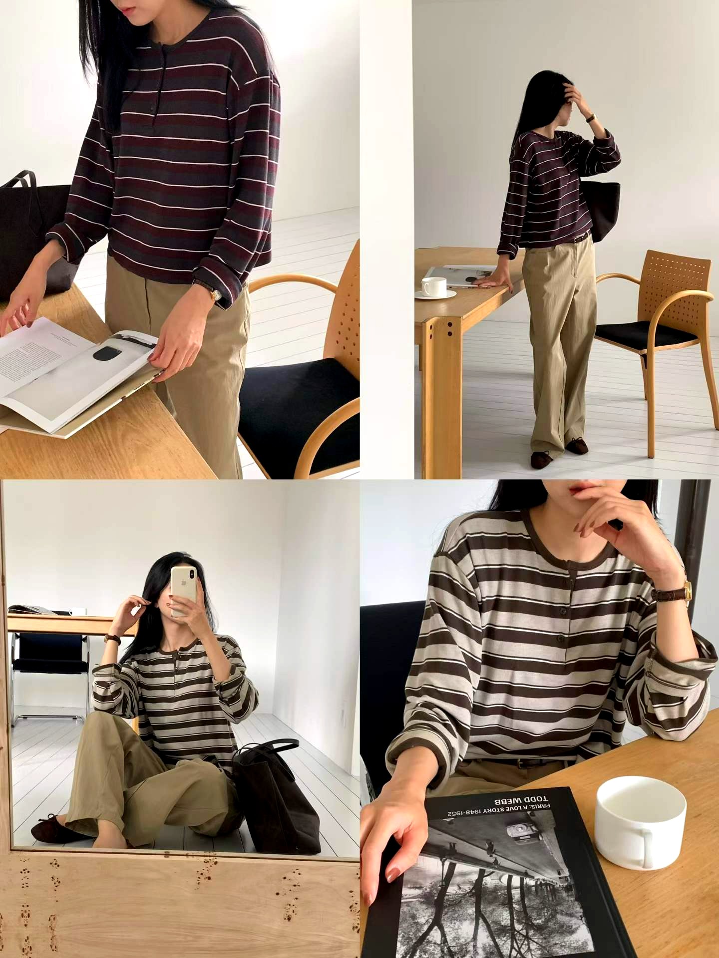 스타일리시한 스트라이프 여성 탑, 편안한 캐주얼 스타일