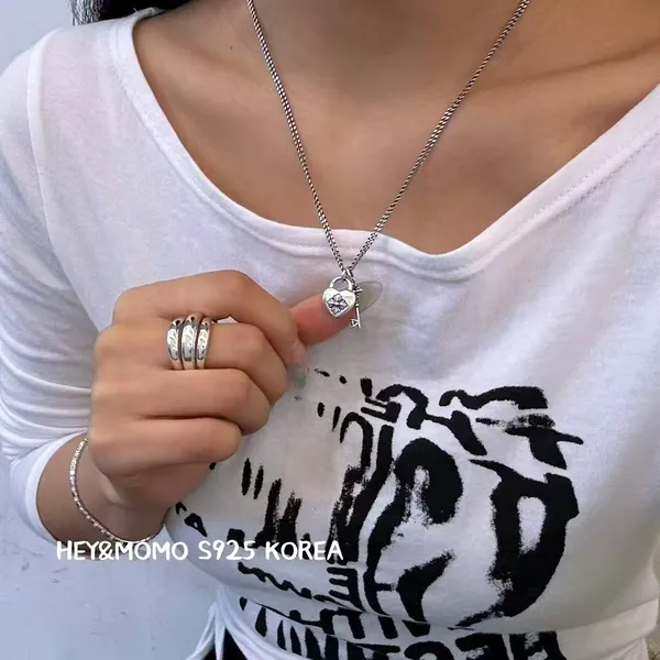 Dây chuyền mặt pendant hình trái tim 925 bạc đơn giản và thời trang