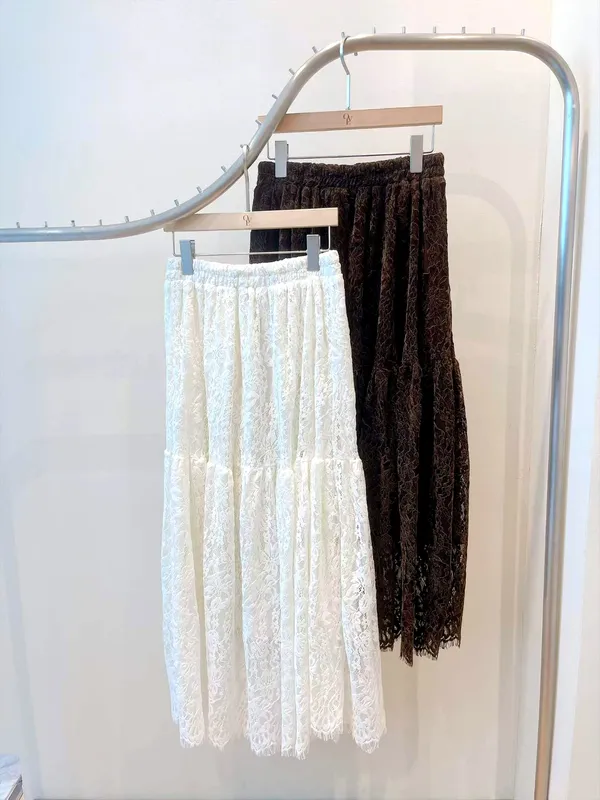 Elegant Lace Midi Skirt, Lightweight and Breathable, Perfect for Summer Tops