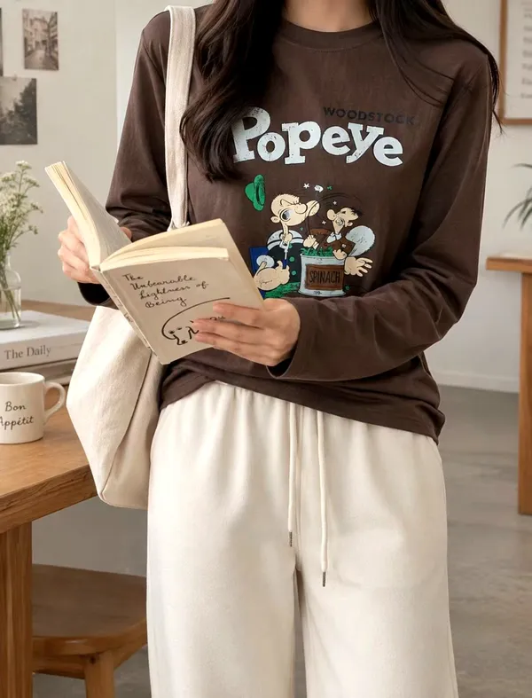 Cute Cartoon Printed Long Sleeve T-Shirt - Comfortable and Casual Style