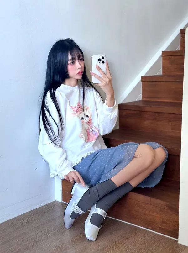 Cute Cartoon Pattern Women's T-Shirt, Comfortable Casual Style