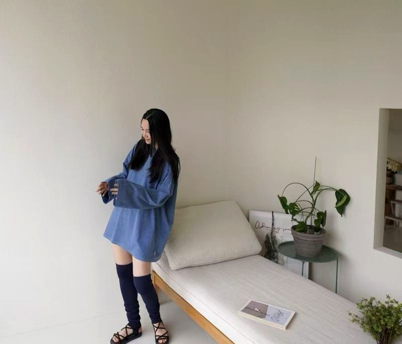 스타일리시한 루즈 데님 탑, 편안한 캐주얼 룩