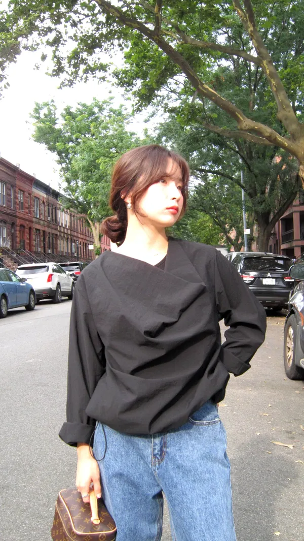 Stylish and Minimalist Black Women's Top, Comfortable and Breathable