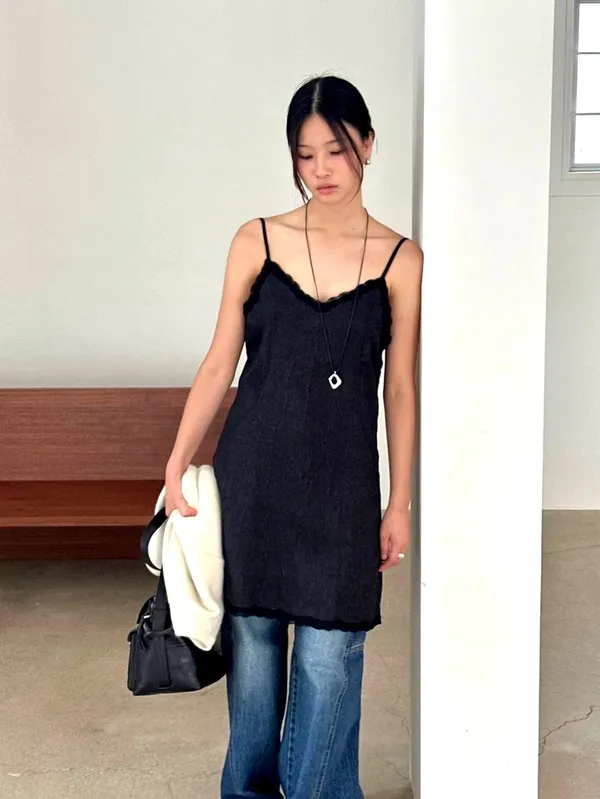 Elegant Black Camisole Dress - Lightweight and Breathable, a Summer Essential