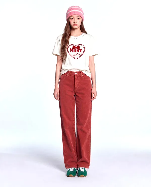 Heart Pattern Short Sleeve T-Shirt, Comfortable and Stylish
