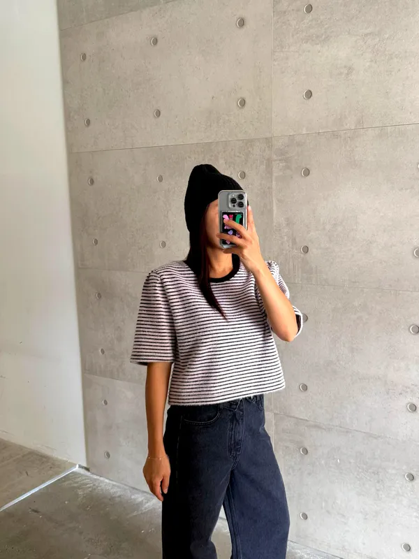Striped Short Sleeve Top, Fashionable Casual Style