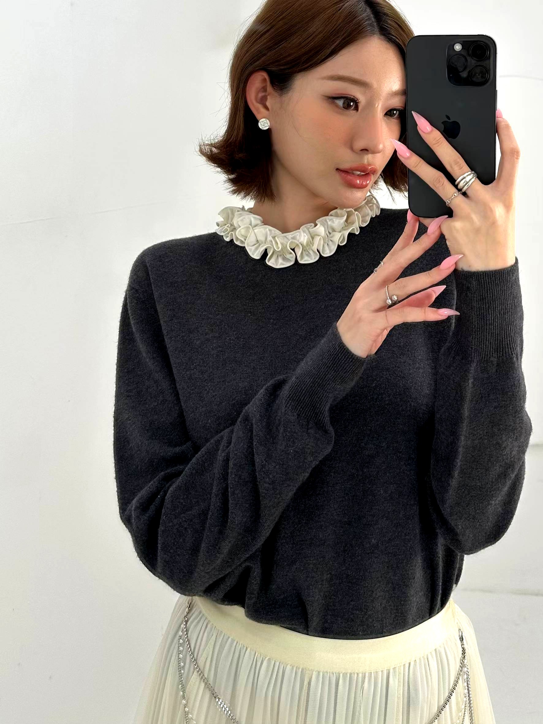 패셔너블하고 우아한 여성용 레이스 칼라 티셔츠