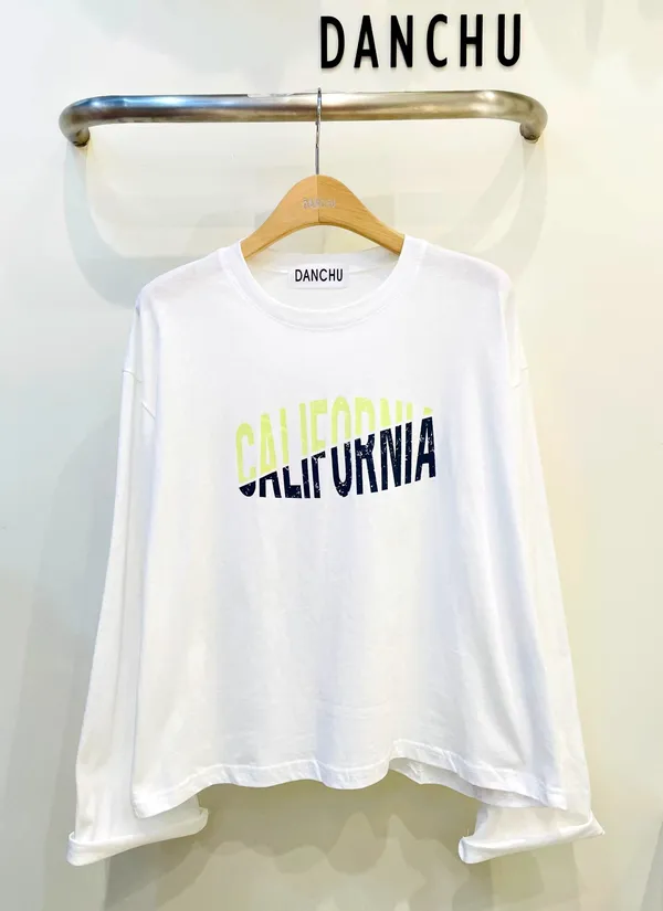 Fashionable Casual California Print Long Sleeve Top
