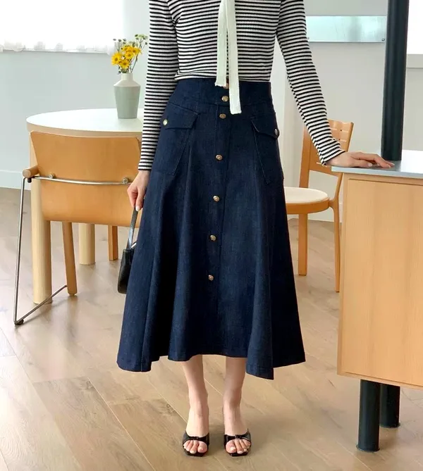 Skirt Denim Klasik - Gaya Elegan, Fesyen Serbaguna
