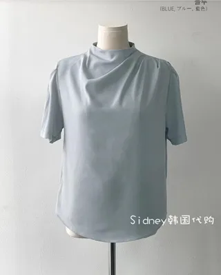 Elegant and Minimalist Short Sleeve Shirt in Fresh Blue